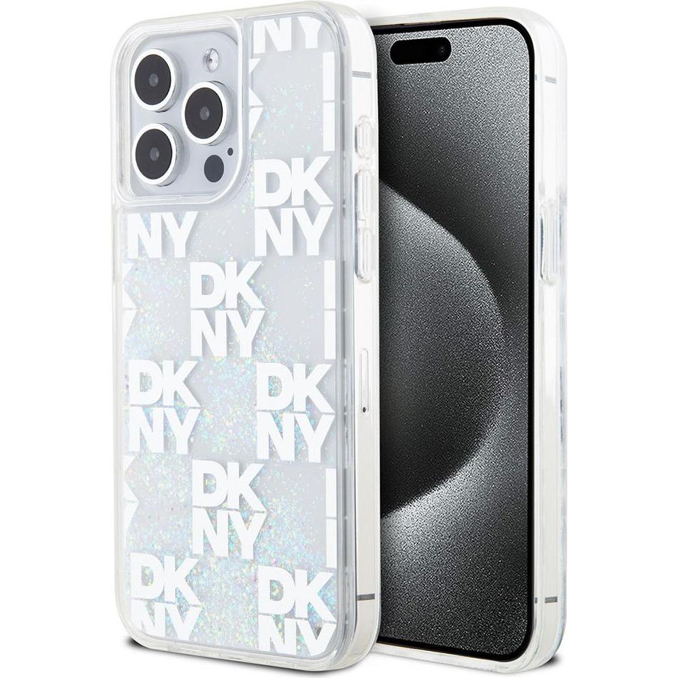 DKNY DKHCP15XLCPEPT iPhone 15 Pro Max 6.7" biały/white hardcase Liquid Glitter Multilogo (Apple iPhone 15 Pro Max), Smar...
