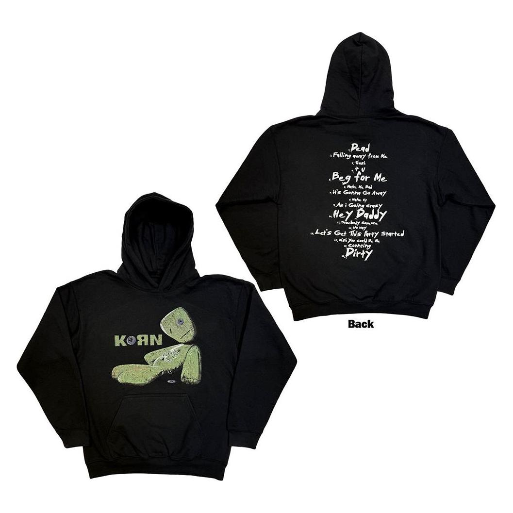 Korn, Mannen, Springer, Issues Tracklist Back Print (Hoodie), Zwart, (Xl)