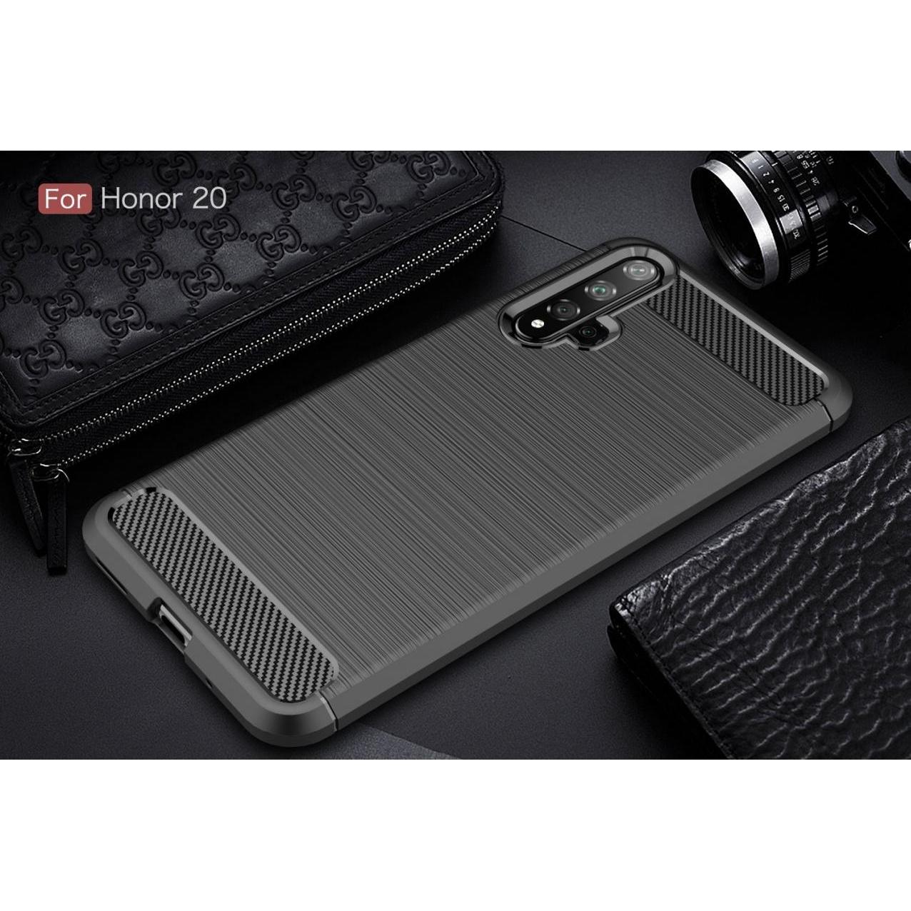 Thumbnail - Screenguard Honor 20 Hülle Carbon Brushed Soft TPU (Honor 20), Smartphone Hülle, Schwarz