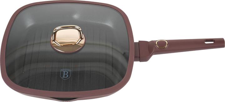 Actual product image BerlingerHaus Design grill pan with glass lid, 28cm, bordeaux (Grill pan, Aluminium)