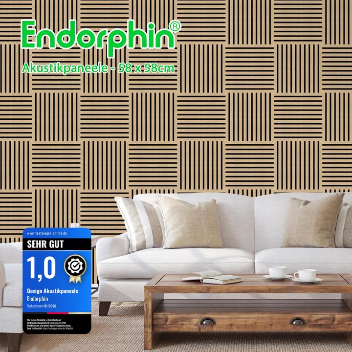Produktbild Endorphin 1 Stück Akustikpaneel Muster quadratisch Holzfunier Wallnuss schwarz (58 x 58 cm)