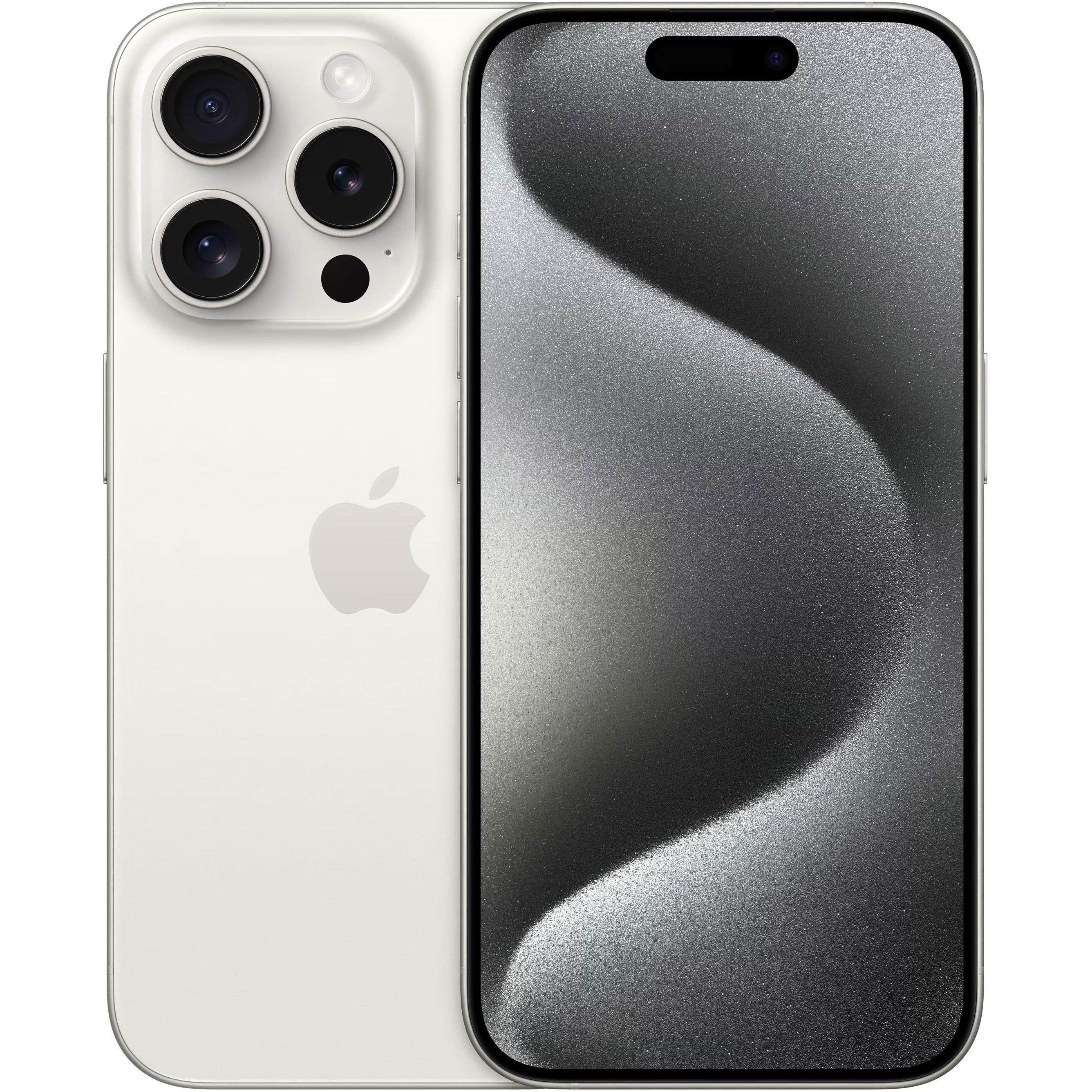Apple iPhone 15 Pro (512 GB, White Titanium, 6.10", SIM + eSIM, 48 Mpx, 5G), Smartphone, Weiss