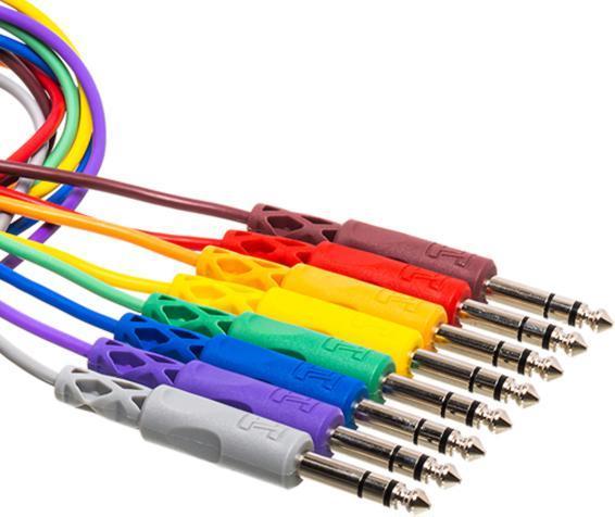 Actual product image Hosa CSS-845 - 8x Patch Cable, TRS-TRS 45cm (0.45 m, 6.3mm jack cable)