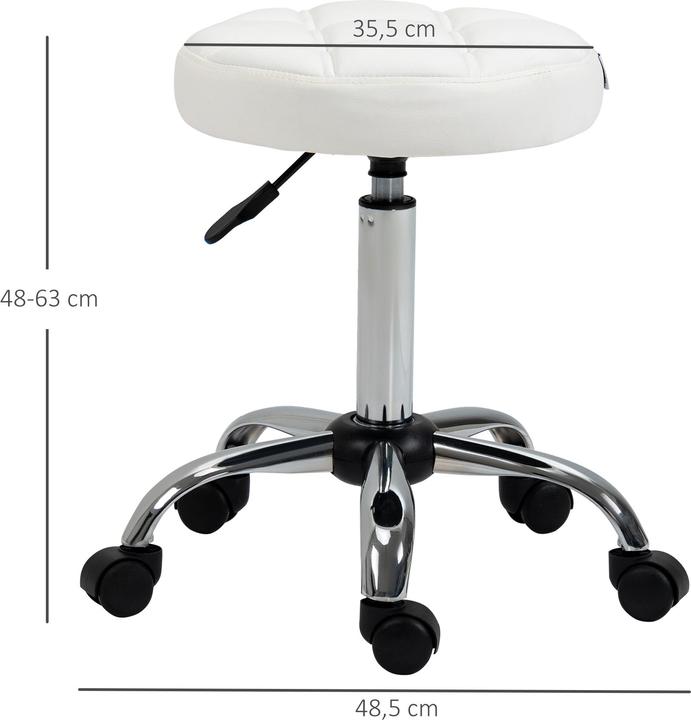 Produktbild Homcom Rollhocker Kunstleder, Stahl Weiss