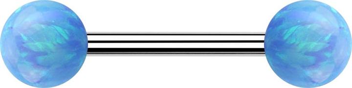 Image du produit Star Piercing Barbell argent avec deux boules opale bleu clair (sans laiton, Acier chirurgical 316L)