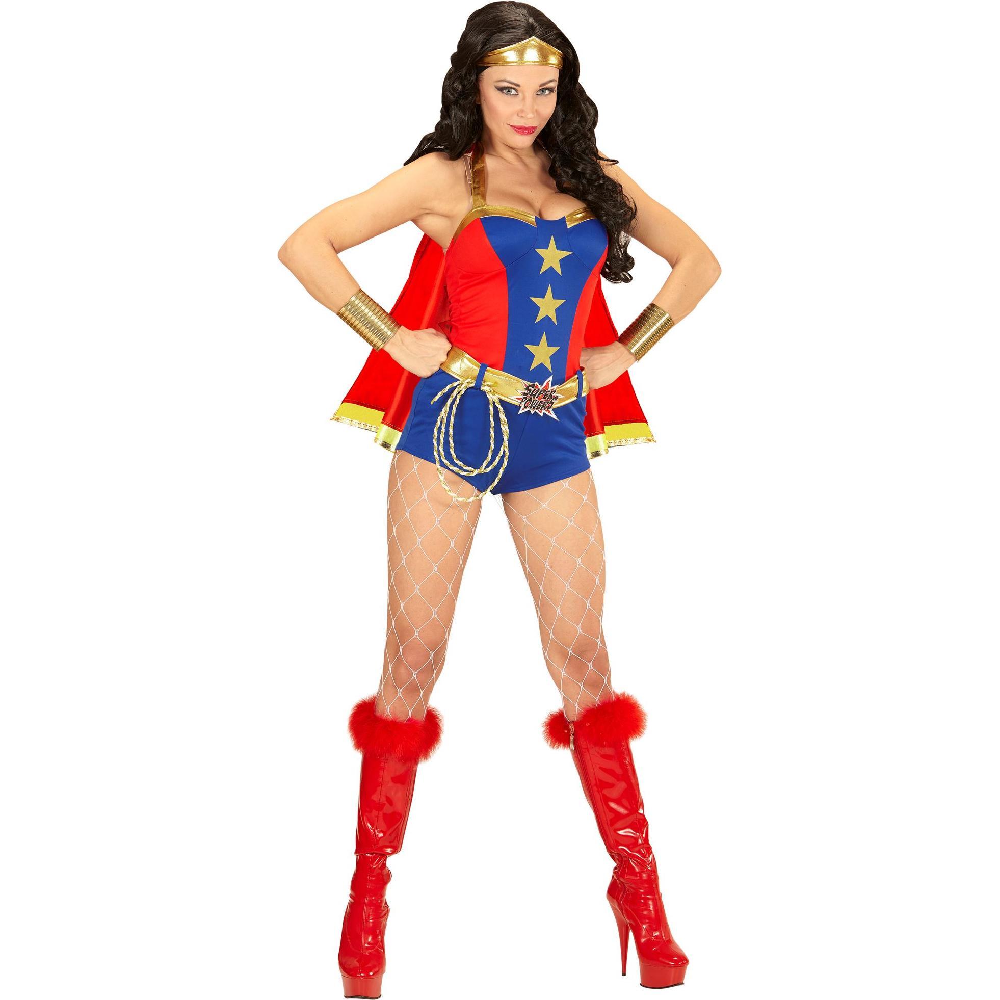 Widmann SUPER POWER GIRL (Kleid, Gürtel, Stirnband, Umhang), L (L)