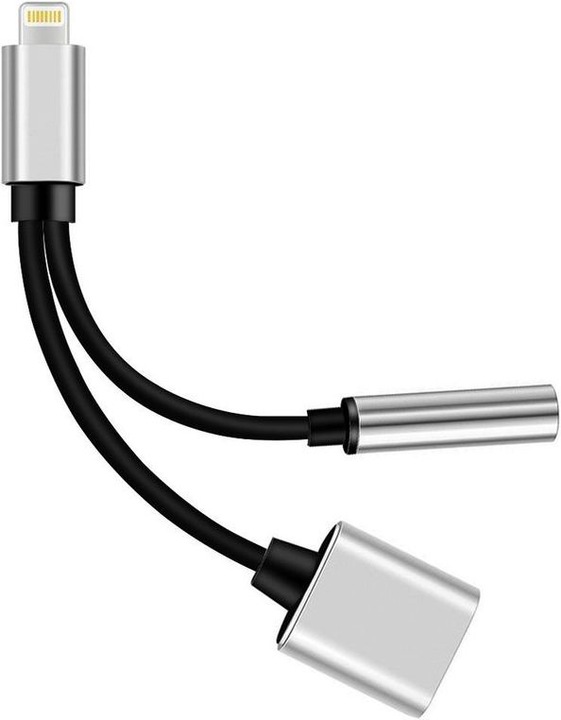Hermex Cavo adattatore da Lightning a 3,5 mm audio + cuffie Lightning iOS 11.3 SILVER (Lightning, Jack da 3.5mm)