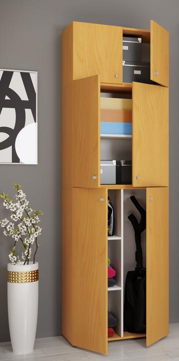 Produktbild VCM Holz Besen Putzschrank Lona mit Drehtüren Aufsatz (70 x 39 x 223 cm)