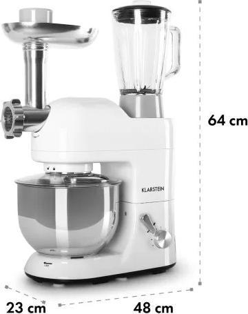 Produktbild Klarstein Lucia Bianca Küchenmaschine inkl Fleischwolf1200W, 5 Liter, Weiss (1200 W)