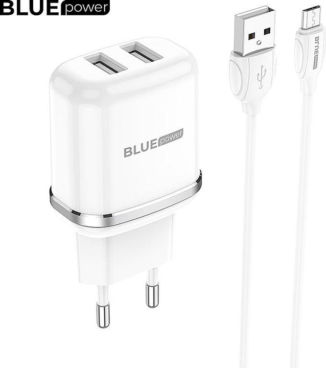 Actual product image Blue Power Wall Charger BLBA25A 2 x USB with MicroUSB Cable White (EU ) (2 ports)