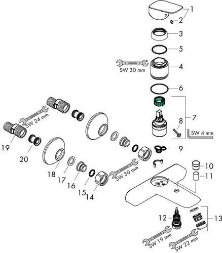 Produktbild hansgrohe HG Einhebel-Wannenmischer LOGIS DN 15, Aufputz mattschwarz