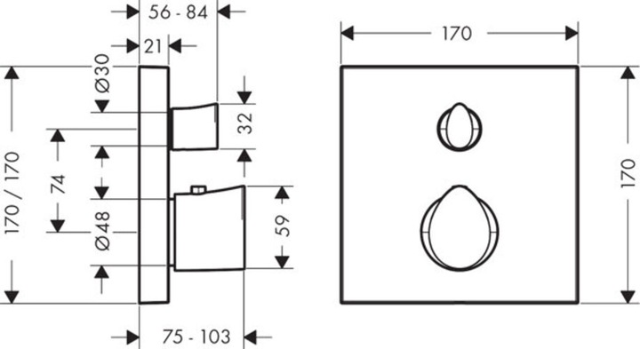 Actual product image Axor Starck Organic thermostat concealed, diverter valve, 2 consumers