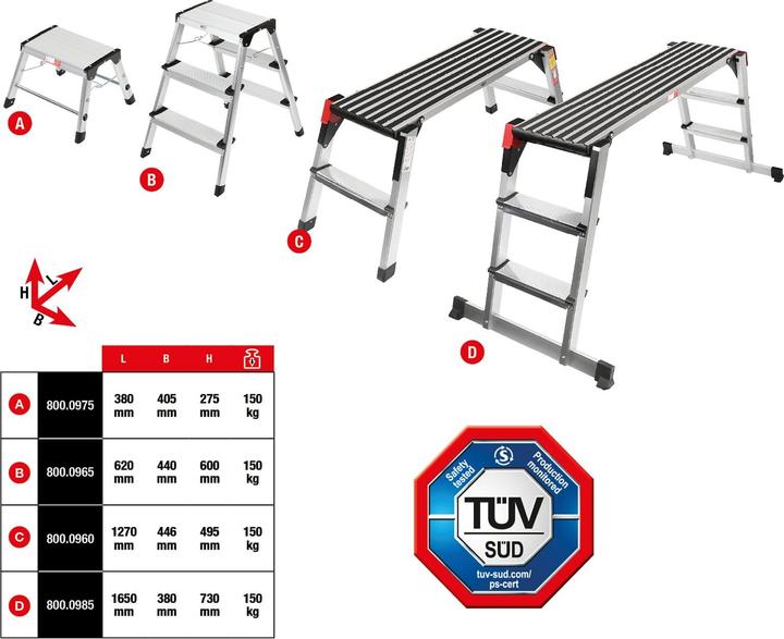 Image du produit KS Tools Plate-forme de travail (Échelle à plate-forme, 127 cm)