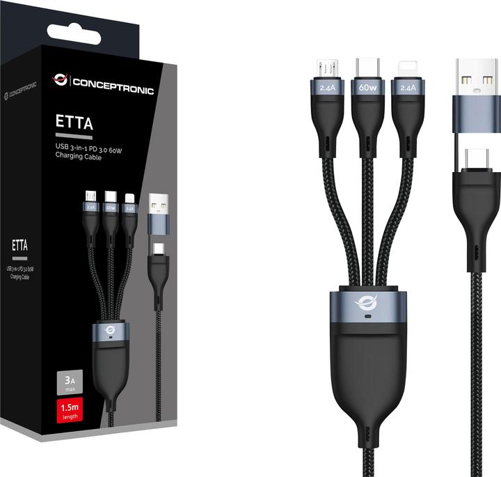 Actual product image Conceptronic 3in1 (1.50 m, USB 2.0, 60 W)