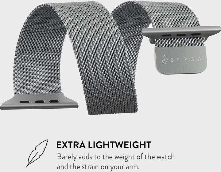 Actual product image Burga Apple Watch Band Metal Mesh Silver 42mm / 44mm / 45mm (42 mm, 44 mm, 45 mm, Metal mesh, RVS)