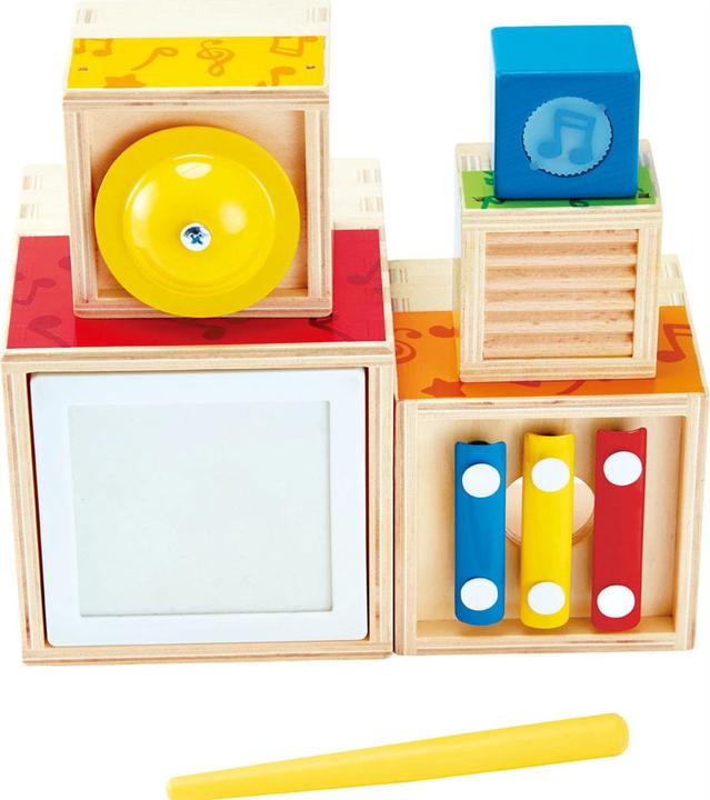 Produktbild Hape Musik-Stapelwürfel (Englisch, Französisch, Italienisch, Deutsch, Spanisch)