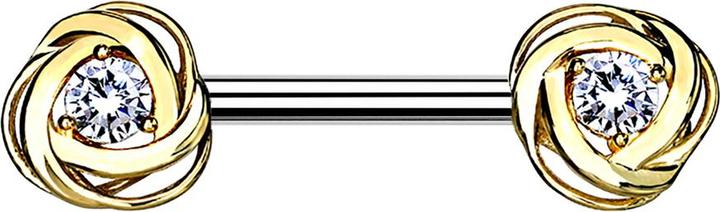 Produktbild Star Piercing Barbell vergoldet Rosenblüte Kristall silber (Messing, Chirurgenstahl 316L)