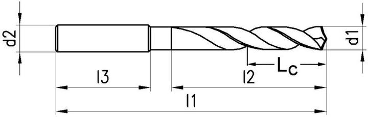 Actual product image Neriox Solid carbide twist drill Type N, 5 x D, TiAlN, DIN 6537 (6 millimetres)