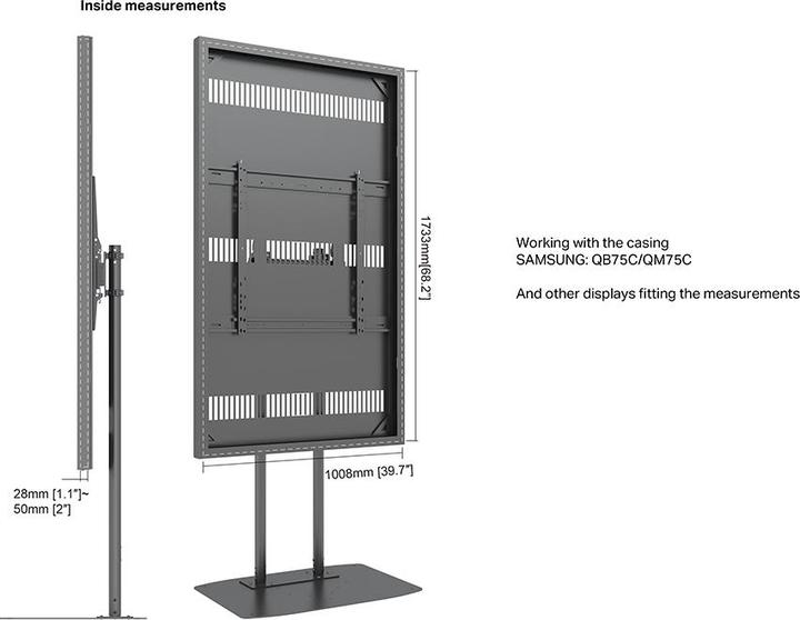 Image du produit Multibrackets Stele Slim ohne Monitor, Portrait, 75"/8225