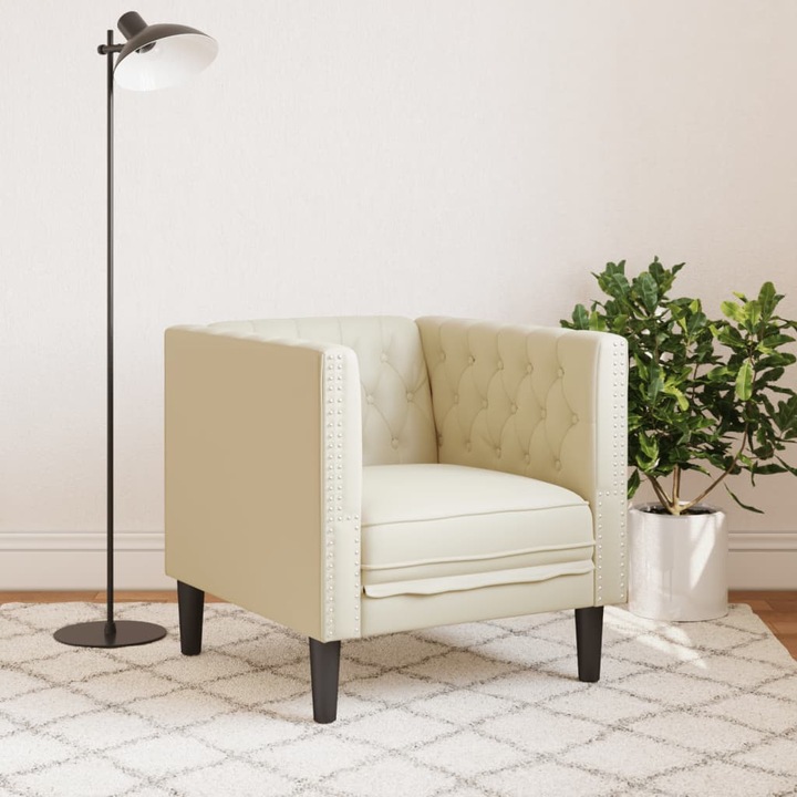 Productafbeelding VidaXL Chesterfield fauteuil loungestoel club fauteuil bank crème kunstleer