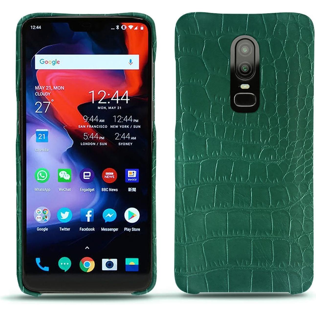 Noreve Lederschutzhülle (OnePlus 6), Smartphone Hülle, Grün