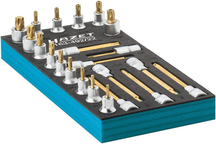 Produktbild HAZET Schraubendreher-Steckschlüsseleinsatz Satz ∙ TORX 163-492/22 ∙ Vierkant12,5 mm (1/2 Zoll) ∙ …