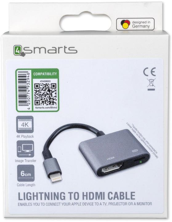 Produktbild 4smarts Lightning auf HDMI Adapter (USB Typ-C, Lightning, HDMI, 13 cm)