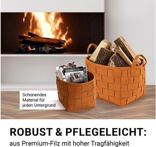 Actual product image N8werk Felt storage basket 32 cm rust brown (1 x, 32 x 32 x 32 cm)