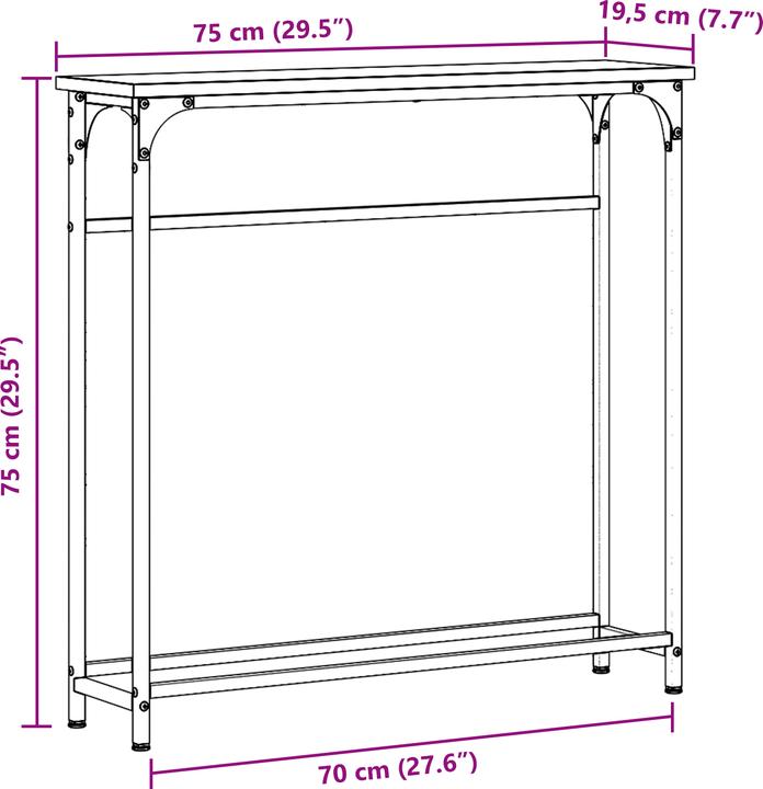 Image du produit vidaXL Industrieller Tisch (75 x 19.50 x 75 cm)