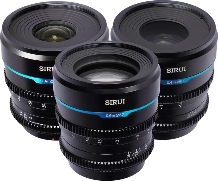 Actual product image Sirui Nightwalker 24 35+55mm T1.2 S35 MF Cine Lens Bundle E-Mount (Sony E, APS-C / DX, full size)