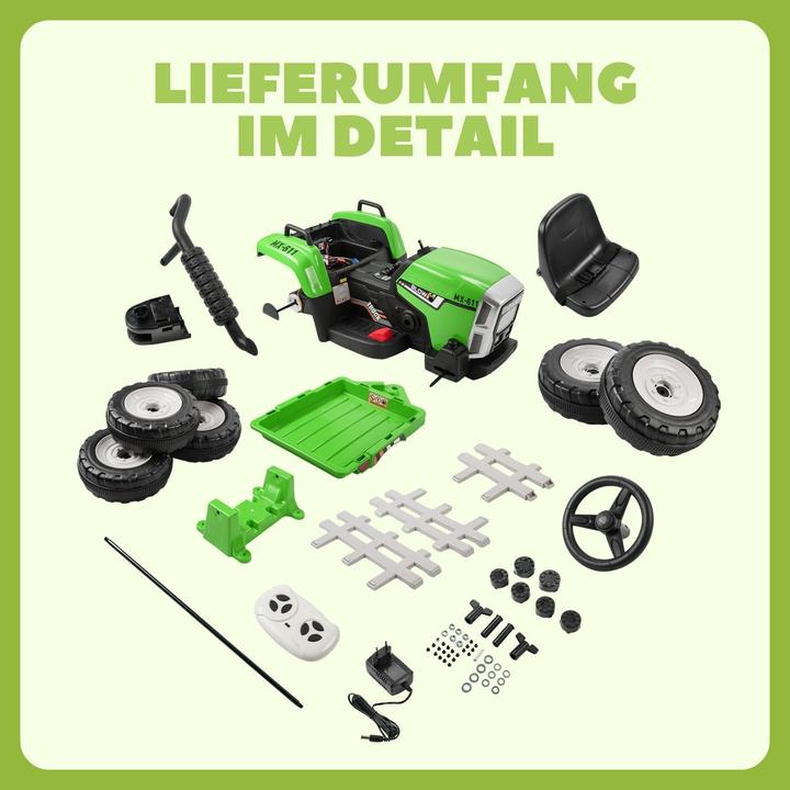 Actual product image Hermex Elektro-Traktor für Kinder Elektroauto mit Anhänger Kinderfahrzeug (12 V)