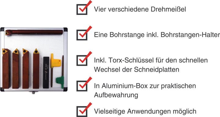 Actual product image Paulimot Turning chisel set with inserts, 16 mm, incl. drill rod Ø 12 mm (16 mm)