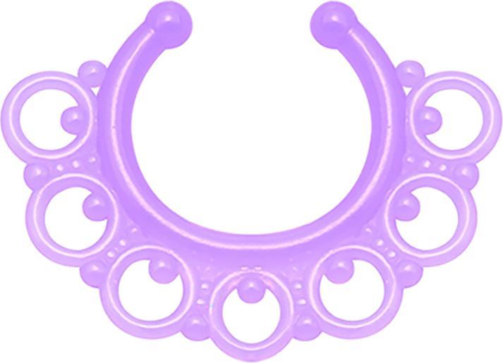 Produktbild Star Piercing Fake Septum Tribal mit Kugeln violett "Glow" (Kunststoff, ohne Messing)