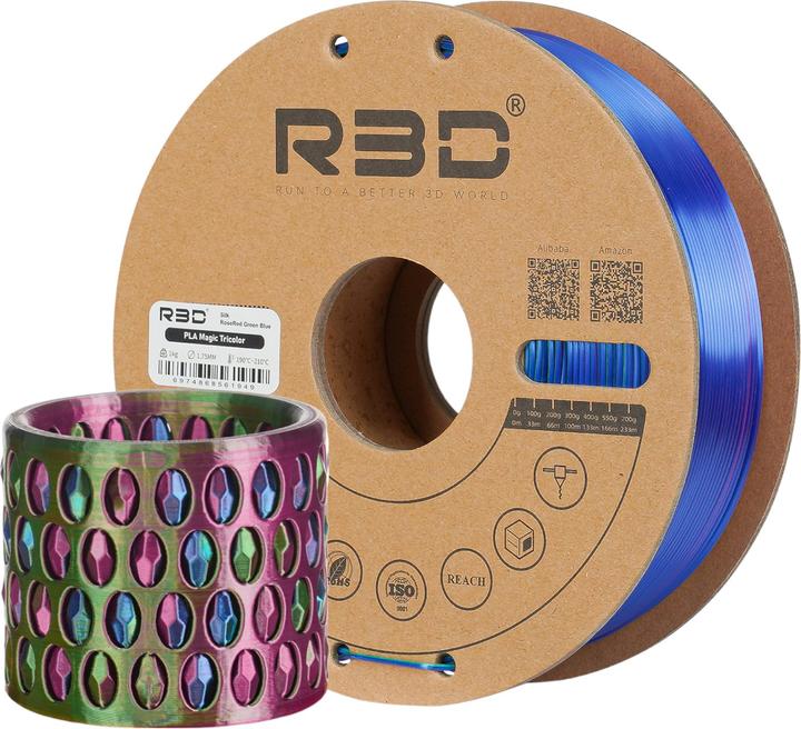 Immagine prodotto R3D eSilk Mystic-PLA Rosa Rosso-Verde-Blu Filamento 1,75mm 1Kg (PLA, 1.75 mm, 1000 g)