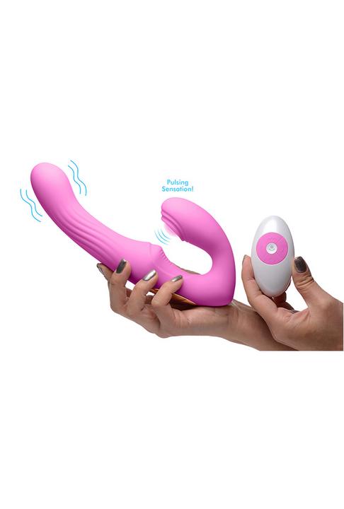 Produktbild XR Brands UPulse Vibrierender halterloser Strapon aus Silikon Rosa