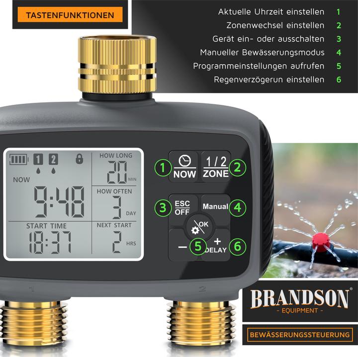 Actual product image Brandson Bewässerungstimer 2-Zonen (Irrigation computer)