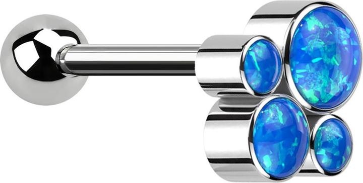 Immagine prodotto Star Piercing Micro Barbell Innengewinde silber mit Kugel und vier Opale blau (senza ottone, Titanio)