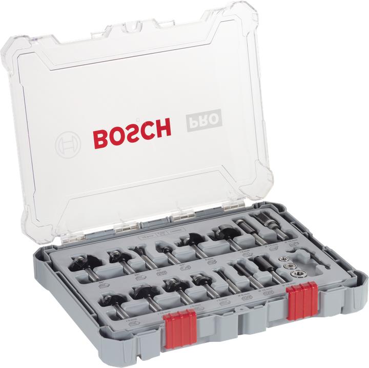 Image du produit Bosch Professional Zubehör Jeu de 15 fraises, queue de 8 mm pour fraiseuses à main