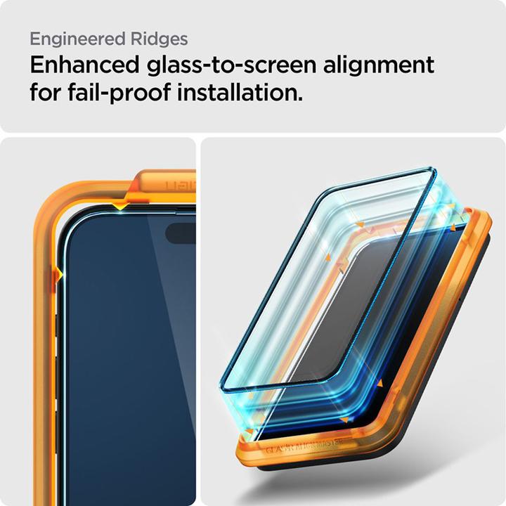 Produktbild Spigen GEHÄRTETES ALM GLASS FC 2ER-PACK IPHONE 15 PRO SCHWARZ (2 Stück, Apple iPhone 15 Pro)