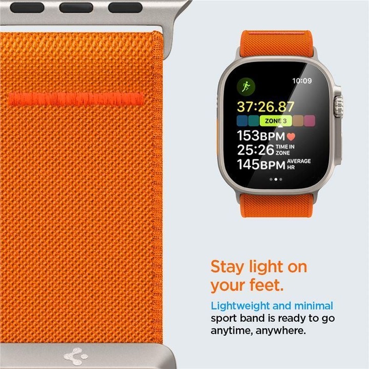 Actual product image Spigen Fit Lite Band for Apple Watch Series 42, 44, 45, 49 mm - orange (42 mm, 44 mm, 45 mm, 49 mm, Nylon, Fabric, Stainless steel, Apple Watch Series 7, Apple Watch Series 8, Apple Watch Ultra)
