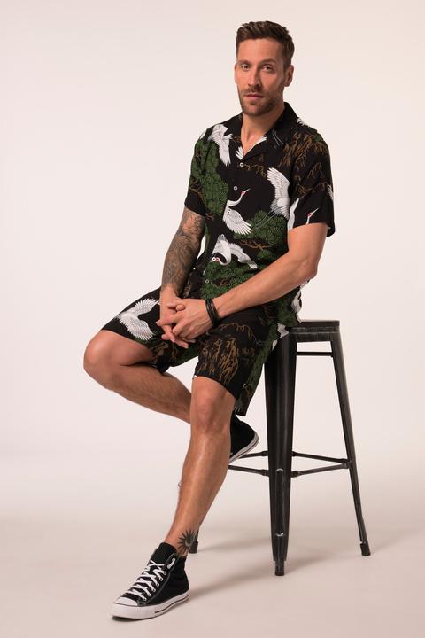 Actual product image JP1880 shirt, short sleeve, all-over print, Cuba collar, up to 8 XL (4XL)