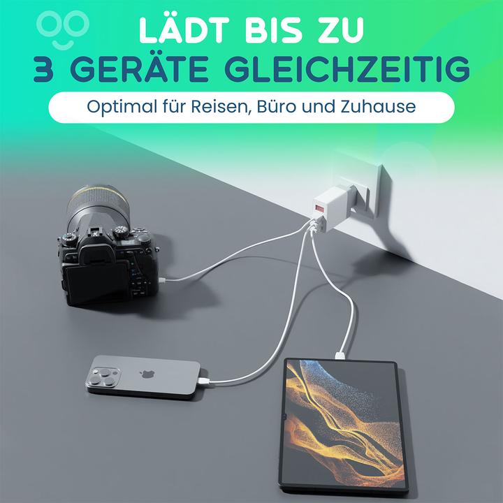 Produktbild Casativo Multi-Port Ladegerät mit 3 USB-Ports & LED-Display (15.50 W, 3 Ports)