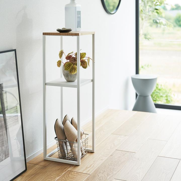 Actual product image Yamazaki 2-tier shelf with wooden top TOWER