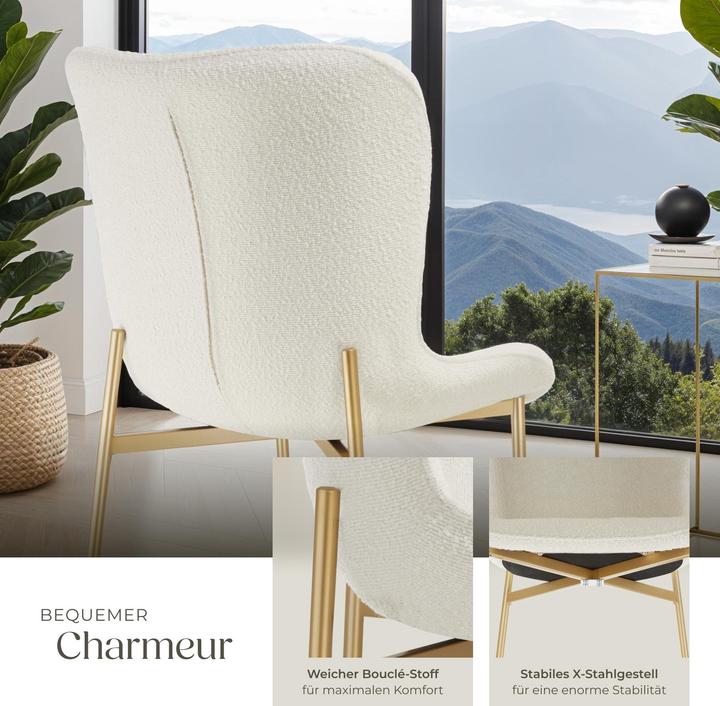 Image du produit tectake Lot de 2 chaises rembourrées Tessa Bouclé