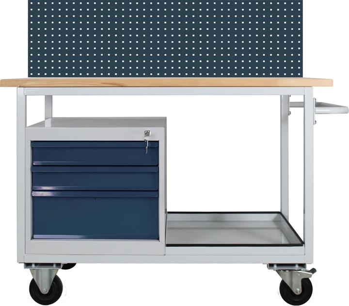 Actual product image ADB Table trolley Workbench with perforated panel 130cm (60 cm, 130 cm)