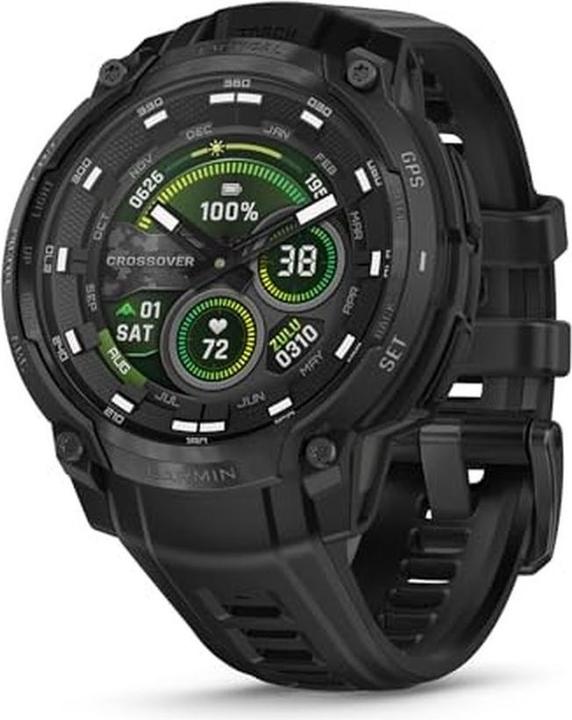 Produktbild Garmin Instinct Crossover AMOLED, Taktisch, Schwarz, Schwarzes Silikonarmband (45 mm)