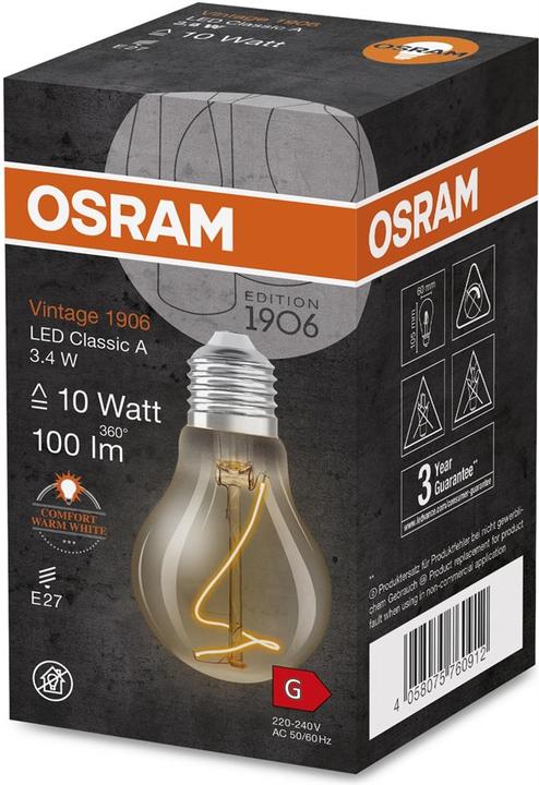 Actual product image Osram Vintage 1906 (E27, 3.40 W, 100 lm, 1 x, G)