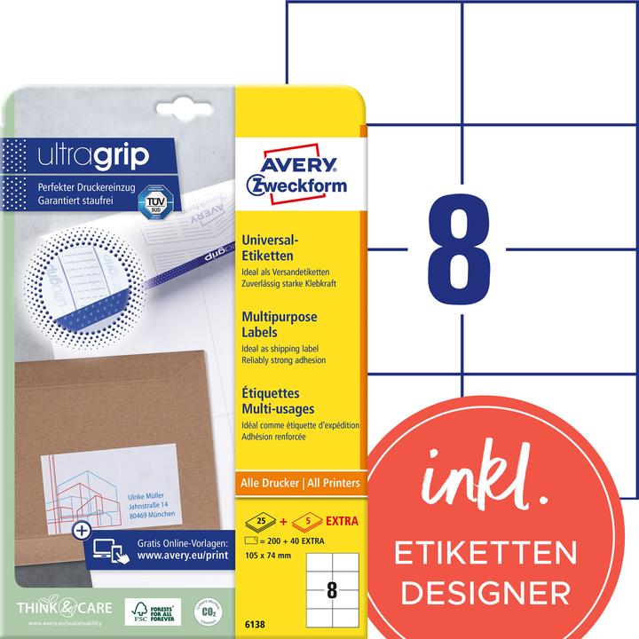 Actual product image Avery Universal labels