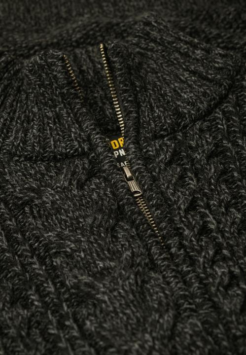 Produktbild Superdry Jacob Zopfmusterpullover mit halblangem Reissverschluss (XL)