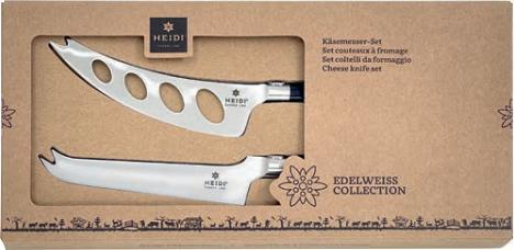 Produktbild Heidi Cheese Line 2er Set von Käsemessern mit Edelweiss-Kropf - Inhalt: 1 x Weichkäsemesser + 1 x Käsemesser Universal (11.60 cm)